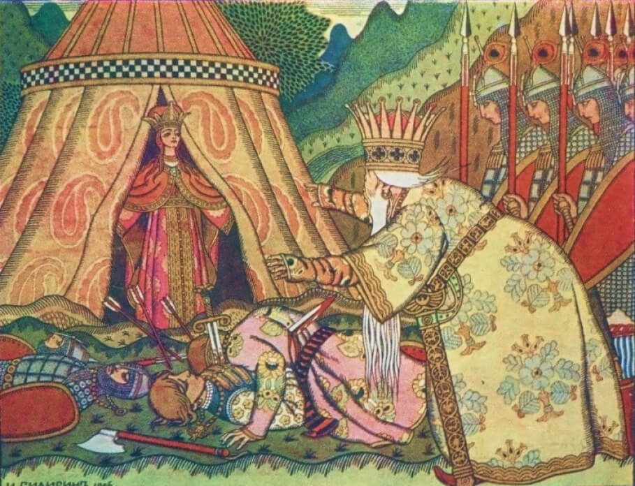 Иллюстрация к сказке А. С. Пушкина «Золотой петушок». Худ. — И. Я. Билибин. 1906